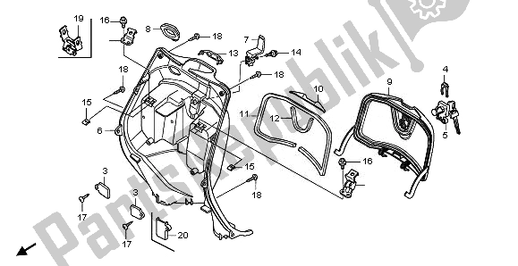 All parts for the Inner Box of the Honda NHX 110 WH 2011