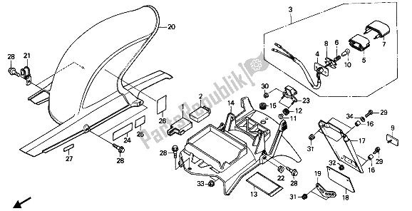 All parts for the Rear Fender of the Honda CBR 600F 1990