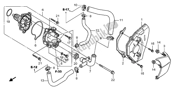 Alle onderdelen voor de Waterpomp van de Honda CB 600 FA Hornet 2010