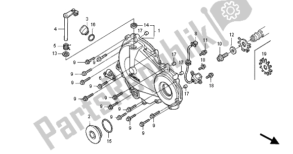 All parts for the Right Crankcase Cover of the Honda CBR 600F 2001