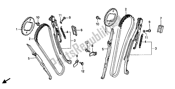 Tutte le parti per il Catena A Camme E Tenditore del Honda XRV 750 Africa Twin 1994