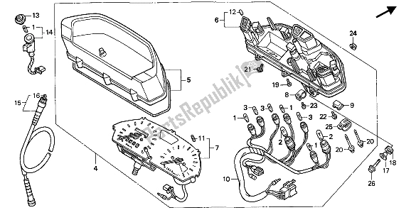 All parts for the Meter (kmh) of the Honda NX 650 1992