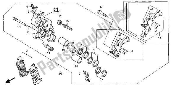 All parts for the R. Front Brake Caliper of the Honda NT 700 VA 2007