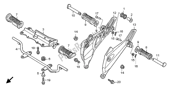 All parts for the Step of the Honda ANF 125 2007