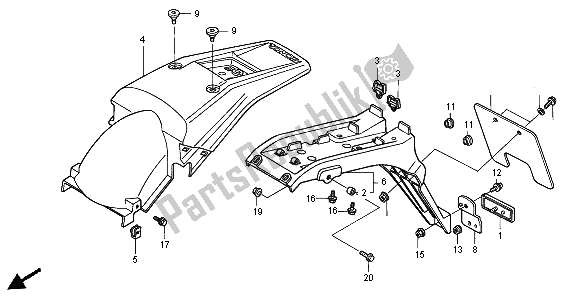 Todas las partes para Guardabarros Trasero de Honda XR 400R 1996