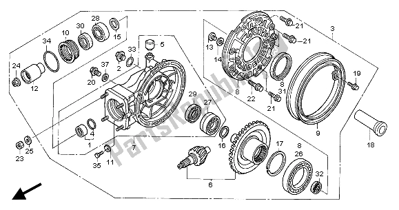 All parts for the Final Driven Gear of the Honda ST 1300 2004