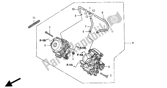 All parts for the Carburetor (assy.) of the Honda NT 650V 2000