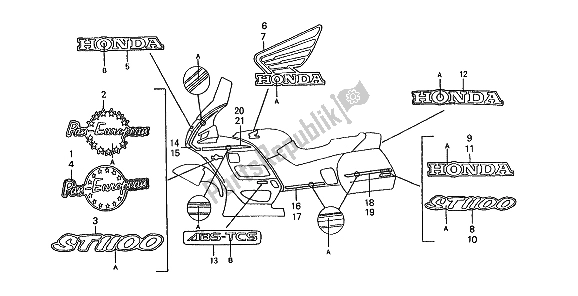 All parts for the Mark of the Honda ST 1100A 1994