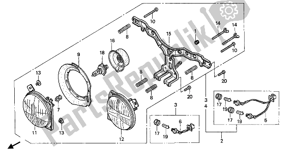 All parts for the Headlight (uk) of the Honda CBR 900 RR 1992