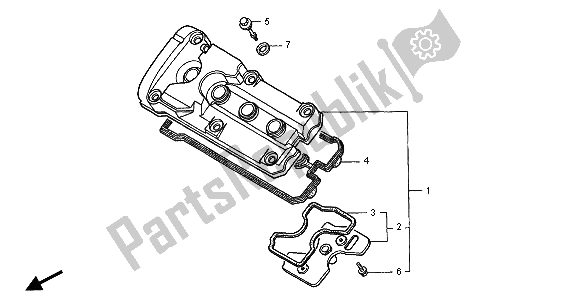 All parts for the Cylinder Head Cover of the Honda CB 600F2 Hornet 2001