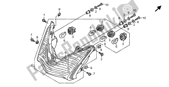 All parts for the Rear Combination Light of the Honda ST 1300 2008