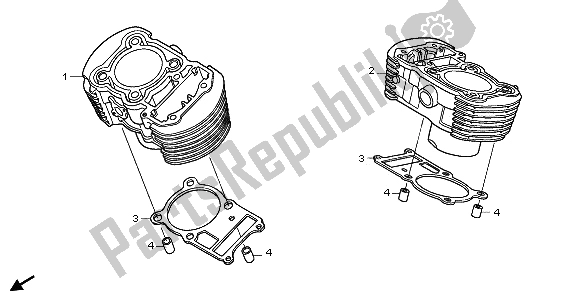 Alle onderdelen voor de Cilinder van de Honda VT 750 CA 2009