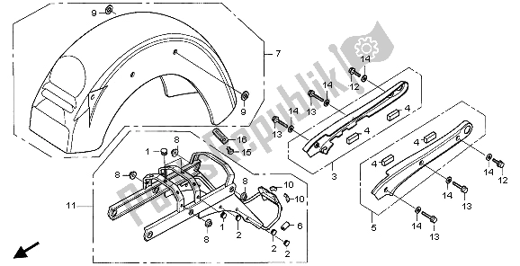 Tutte le parti per il Parafango Posteriore E Maniglione del Honda VT 750C 2007