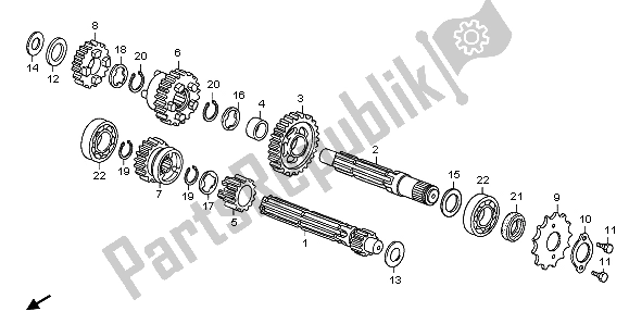 All parts for the Transmission of the Honda CRF 70F 2007