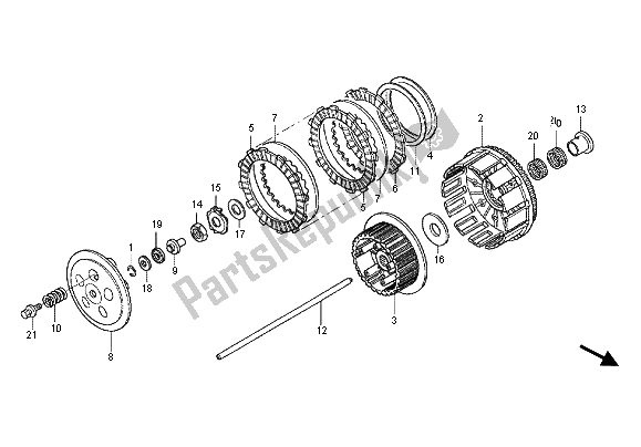 Alle onderdelen voor de Koppeling van de Honda CRF 250X 2012