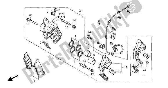 All parts for the Front Brake Caliper (r.) of the Honda CBF 600S 2005