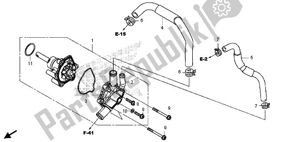 All parts for the Water Pump of the Honda CBR 500R 2013