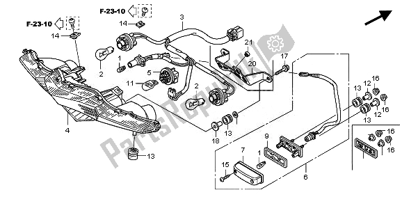 All parts for the Taillight of the Honda VFR 1200 FD 2011