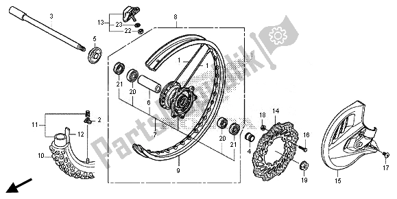 All parts for the Front Wheel of the Honda CRF 250R 2014