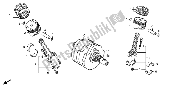 All parts for the Crankshaft & Piston of the Honda XL 700 VA Transalp 2009