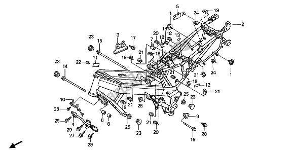 All parts for the Frame Body of the Honda NTV 650 1989