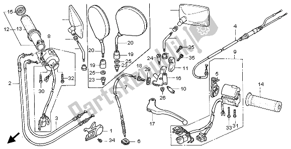 All parts for the Switch & Cable of the Honda VT 1100C2 1999