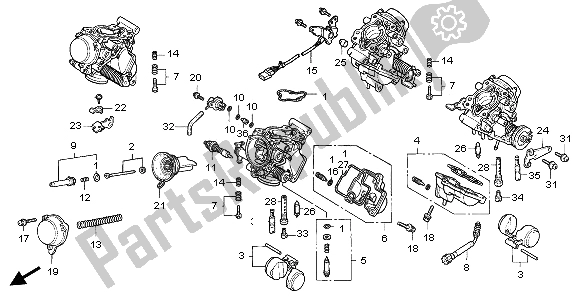 All parts for the Carburator (component Parts) of the Honda VF 750C 1996
