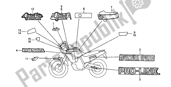 All parts for the Stripe & Mark of the Honda XRV 650 Africa Twin 1988