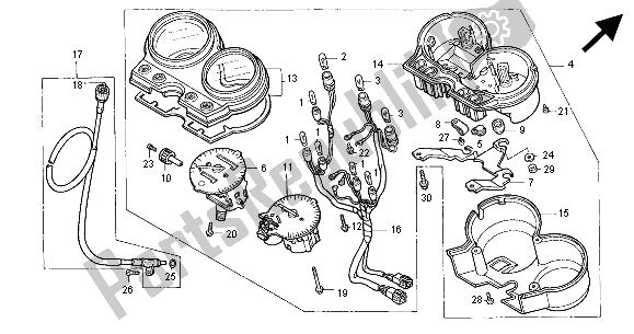 Alle onderdelen voor de Meter (mph) van de Honda CB 500 2000