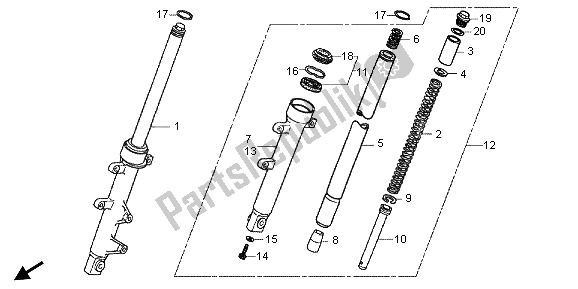All parts for the Front Fork of the Honda CBR 125R 2013