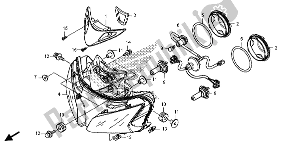All parts for the Headlight of the Honda CBR 500R 2013