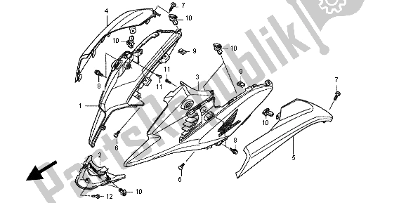 Tutte le parti per il Cappuccio Laterale del Honda NC 700X 2012