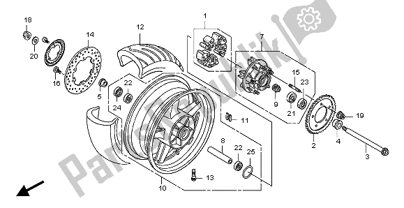 Tutte le parti per il Ruota Posteriore del Honda CB 1300 2007