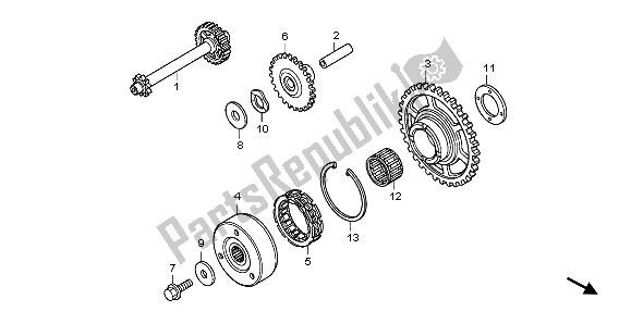 All parts for the Starting Clutch of the Honda CBR 1000 RA 2009