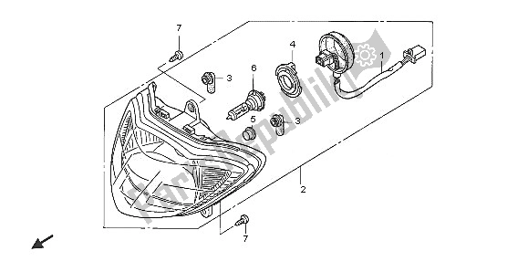 All parts for the Headlight of the Honda SH 150 2005