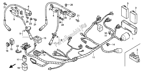 Toutes les pièces pour le Faisceau De Fils Et Bobine D'allumage du Honda XL 600V Transalp 1991