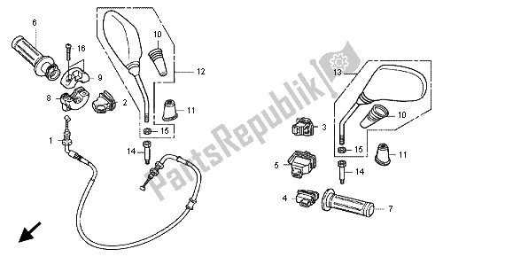 Todas as partes de Interruptor E Cabo E Espelho do Honda SH 150 2012