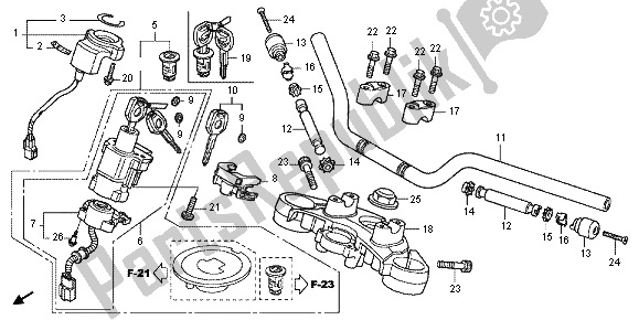 Alle onderdelen voor de Handvatpijp & Hoogste Brug van de Honda CBF 1000 FS 2012