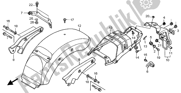 All parts for the Rear Fender of the Honda VT 750 DC 2002