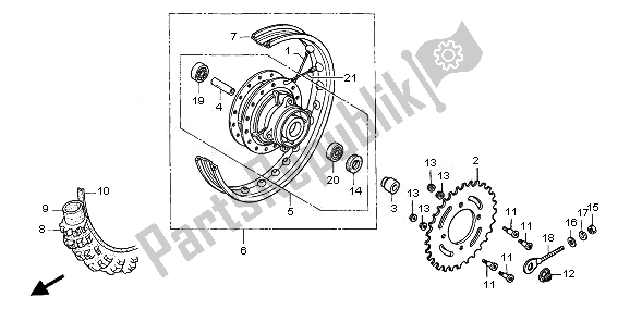 All parts for the Rear Wheel of the Honda CRF 70F 2010