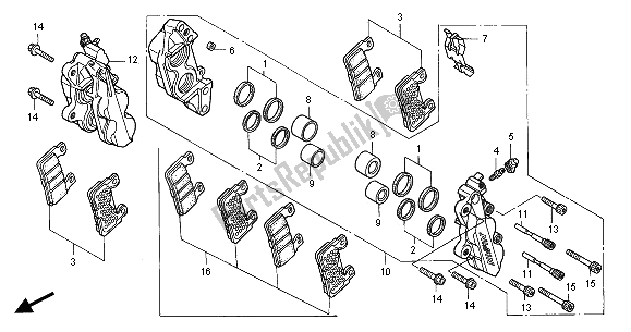 All parts for the Front Brake Caliper of the Honda CBR 600F 2001