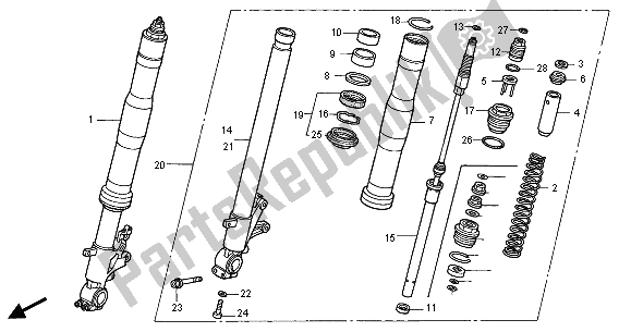 Alle onderdelen voor de Voorvork van de Honda CBR 900 RR 2001