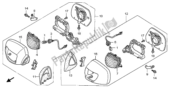 All parts for the Front Winker & Mirror of the Honda GL 1800 2008