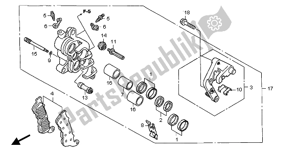 All parts for the Front Brake Caliper (r.) of the Honda XL 1000V 2007