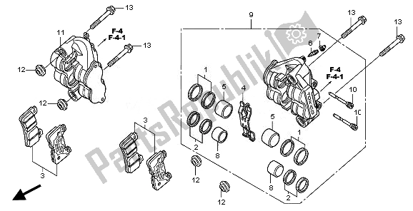 All parts for the Front Brake Caliper of the Honda CBR 1000 RA 2011