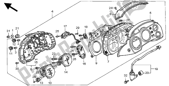All parts for the Meter (kmh) of the Honda VFR 750F 1997
