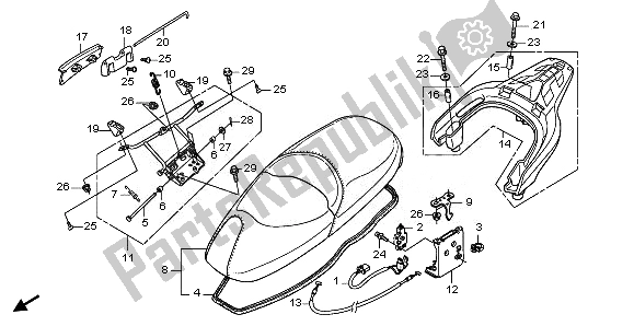 Alle onderdelen voor de Stoel En Bagagedrager van de Honda FES 125 2010