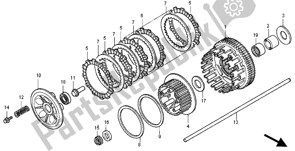 All parts for the Clutch of the Honda CB 1300X4 1997