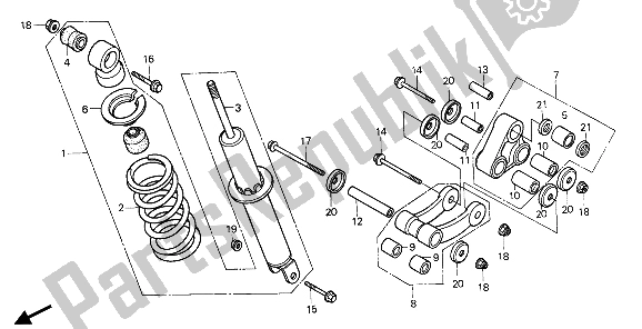 Todas as partes de Almofada Traseira do Honda XR 80R 1985