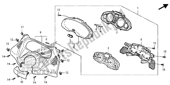 Tutte le parti per il Tachimetro (kmh) del Honda FES 125 2012